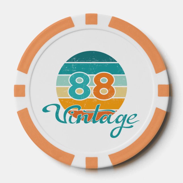 Retro Sunset 88 Vintage Distressed Poker Chips (Front)