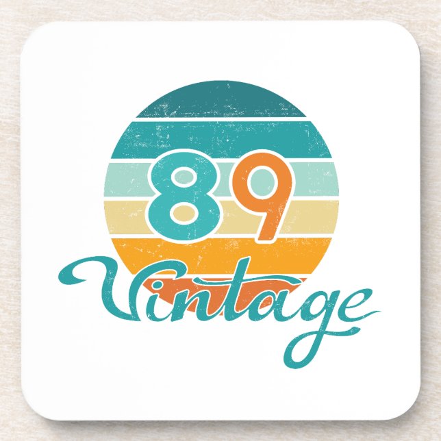 Retro Sunset 89 Vintage Distressed Coaster (Front)