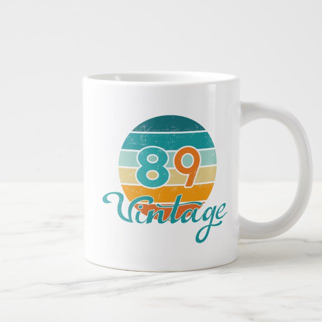 Retro Sunset 89 Vintage Distressed Large Coffee Mug (Right)