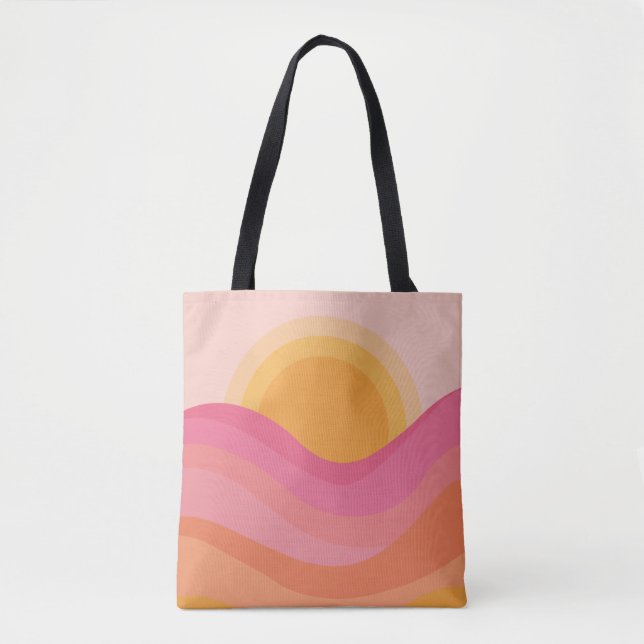Retro Sunset Abstract Tote Bag (Front)