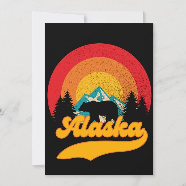 Retro Sunset Alaska Juneau Bear Mountains Wild AK Thank You Card (Front)