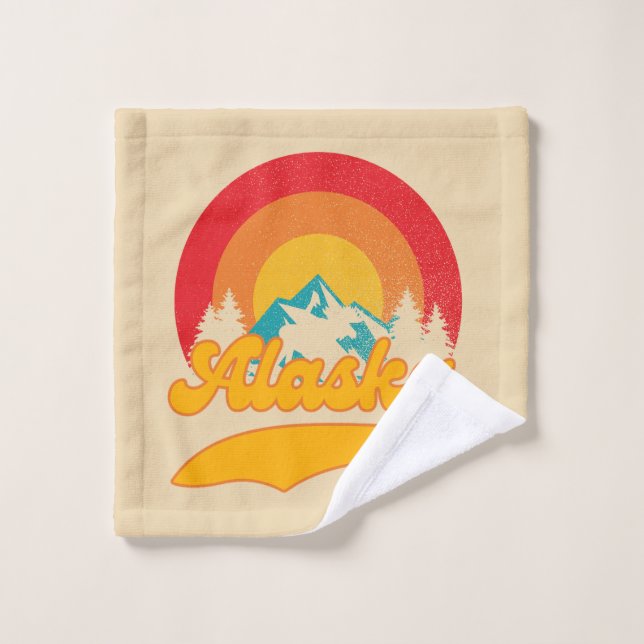 Retro Sunset Alaska Juneau Moose 0Mountains Wild  Bath Towel Set (Wash Cloth)