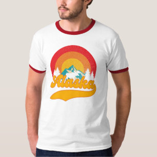 Retro Sunset Alaska Juneau Moose 0Mountains Wild T-Shirt