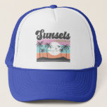 Retro Sunset and Palm Tree Trucker Hat<br><div class="desc">Retro Sunset and Palm Tree Trucker HaT</div>