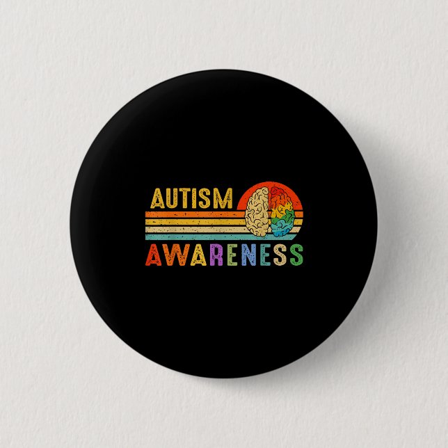 Retro Sunset Autism Awareness Neurodiversity Spect 6 Cm Round Badge (Front)