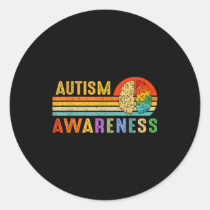 Retro Sunset Autism Awareness Neurodiversity Spect Classic Round Sticker