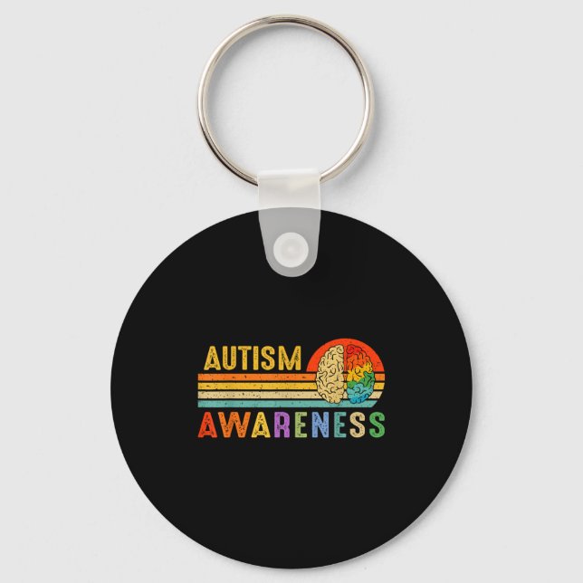 Retro Sunset Autism Awareness Neurodiversity Spect Key Ring (Front)