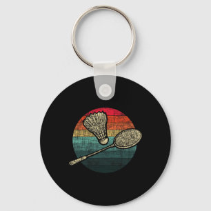 Retro Sunset Badminton - Birdie Shuttle Athletes Key Ring