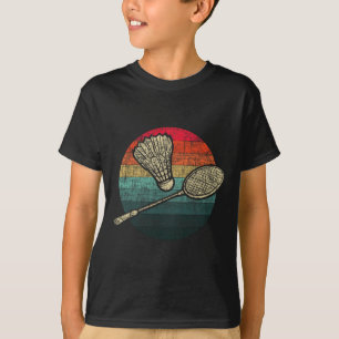 Retro Sunset Badminton - Birdie Shuttle Athletes T-Shirt