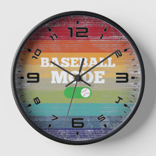 Retro Sunset Baseball Mode Clock