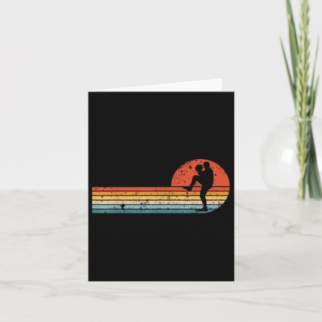 Retro Sunset Baseball Pitcher Vintage Baseball Pla Card (Front)