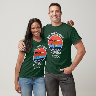 Retro Sunset Beach   Personalised Family Vacation T-Shirt