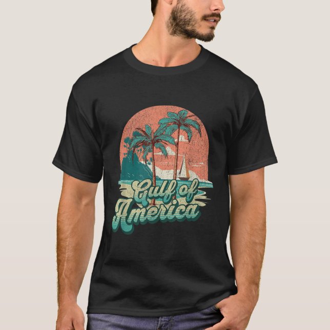 Retro Sunset Beach Vibes - Gulf Of Usa, America  T-Shirt (Front)