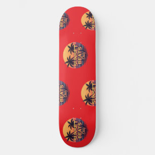 Retro Sunset Beats Only Palm Trees Vintage Skateboard