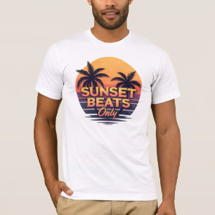 Retro Sunset Beats Only Palm Trees Vintage T-Shirt