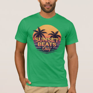 Retro Sunset Beats Only Palm Trees Vintage T-Shirt