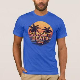 Retro Sunset Beats Only Palm Trees Vintage T-Shirt