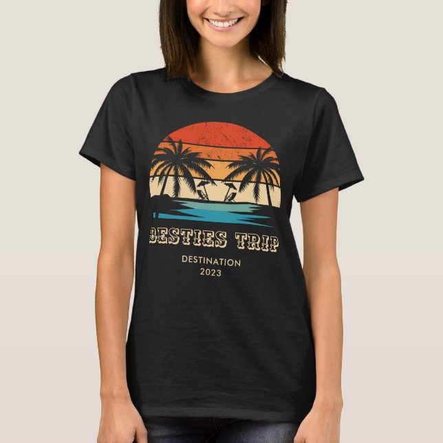 Retro sunset Besties Girls trip Matching T-Shirt (Front)