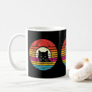 Retro Sunset Black Cat For Cat Lovers & Pet Owners Coffee Mug