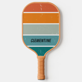 Retro Sunset Blue and Orange Personalised Pickleball Paddle