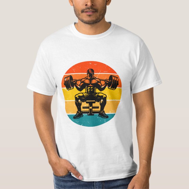 Retro Sunset Bodybuilding T-Shirt - Men's Fitness  (Front)