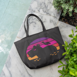 Retro Sunset Capybara And Bird Tote Bag