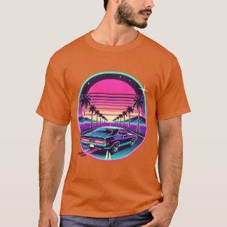 Retro Sunset Car Drive Vaporwave Aesthetic Design T-Shirt