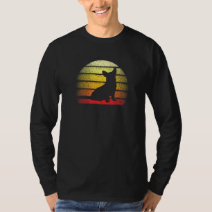 Retro Sunset Cardigan Welsh Corgi Dog Theme Design T-Shirt