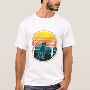 Retro Sunset Cat Anime Kawaii Art T-Shirt