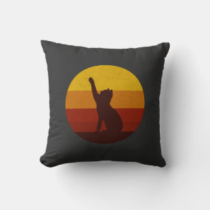 Retro Sunset Cat Silhouette Vintage Aesthetic Ca Cushion