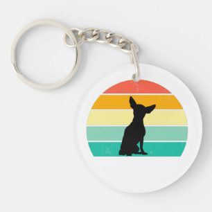 Retro Sunset Chihuahua Key Ring