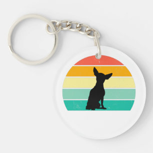 Retro Sunset Chihuahua Key Ring