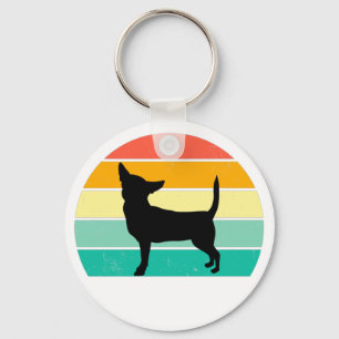 Retro Sunset Chihuahua       Key Ring