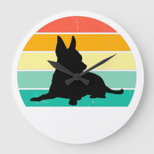 Retro Sunset Chihuahua Large Clock