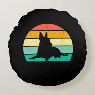 Retro Sunset Chihuahua Round Cushion