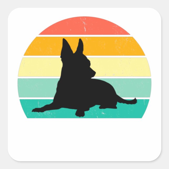 Retro Sunset Chihuahua     Square Sticker (Front)