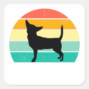 Retro Sunset Chihuahua       Square Sticker