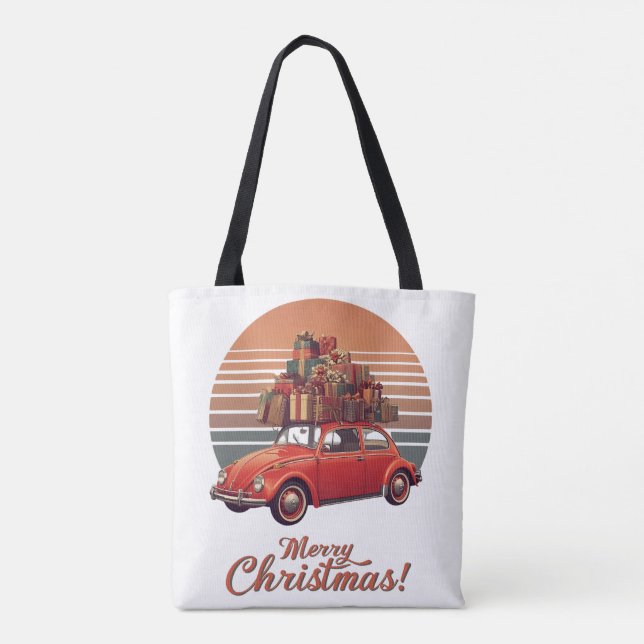 Retro Sunset Christmas Tote Bag (Back)