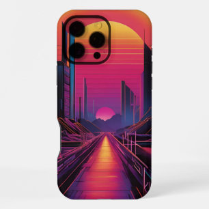 Retro Sunset City iPhone Case Vaporwave Aesthetic