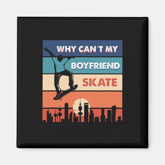 Retro Sunset City Skater  Magnet (Front)