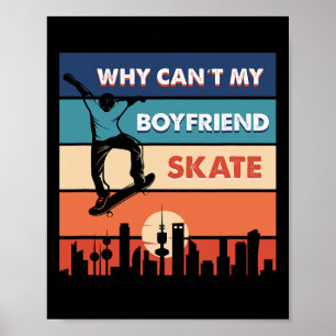 Retro Sunset City Skater Poster