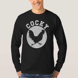 Retro Sunset Cocky Chicken Lover T-Shirt