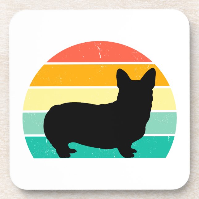 Retro Sunset Corgi   Coaster (Front)