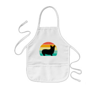 Retro Sunset Corgi  Kids Apron