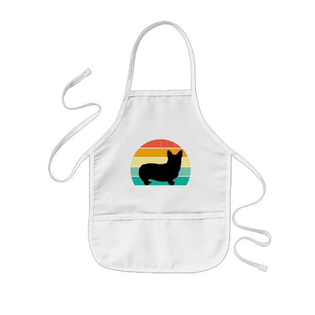 Retro Sunset Corgi  Kids Apron (Front)