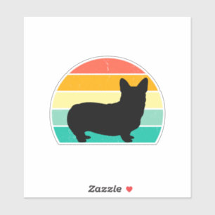 Retro Sunset Corgi Sticker