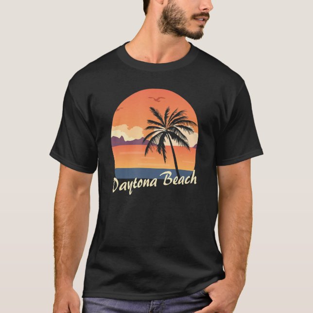 Retro Sunset Daytona Beach T-Shirt (Front)