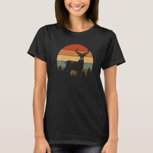 Retro Sunset Deer Love To Hunt Deer Deer Hunting T-Shirt