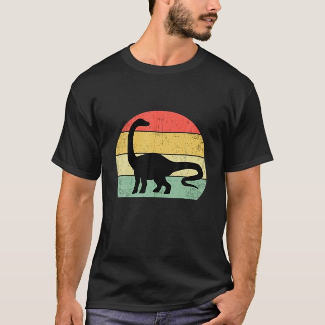 Retro Sunset Dinosaur Warm Blooded Dinosaur Lover T-Shirt (Front)