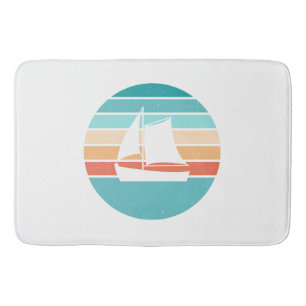 Retro Sunset Distressed Effect + Sailboat Bath Mat